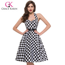 Grace Karin New Design Damen Halfter knielangen Vintage Kleider 1950&#39;s Retro Vintage Kleid CL6076-1